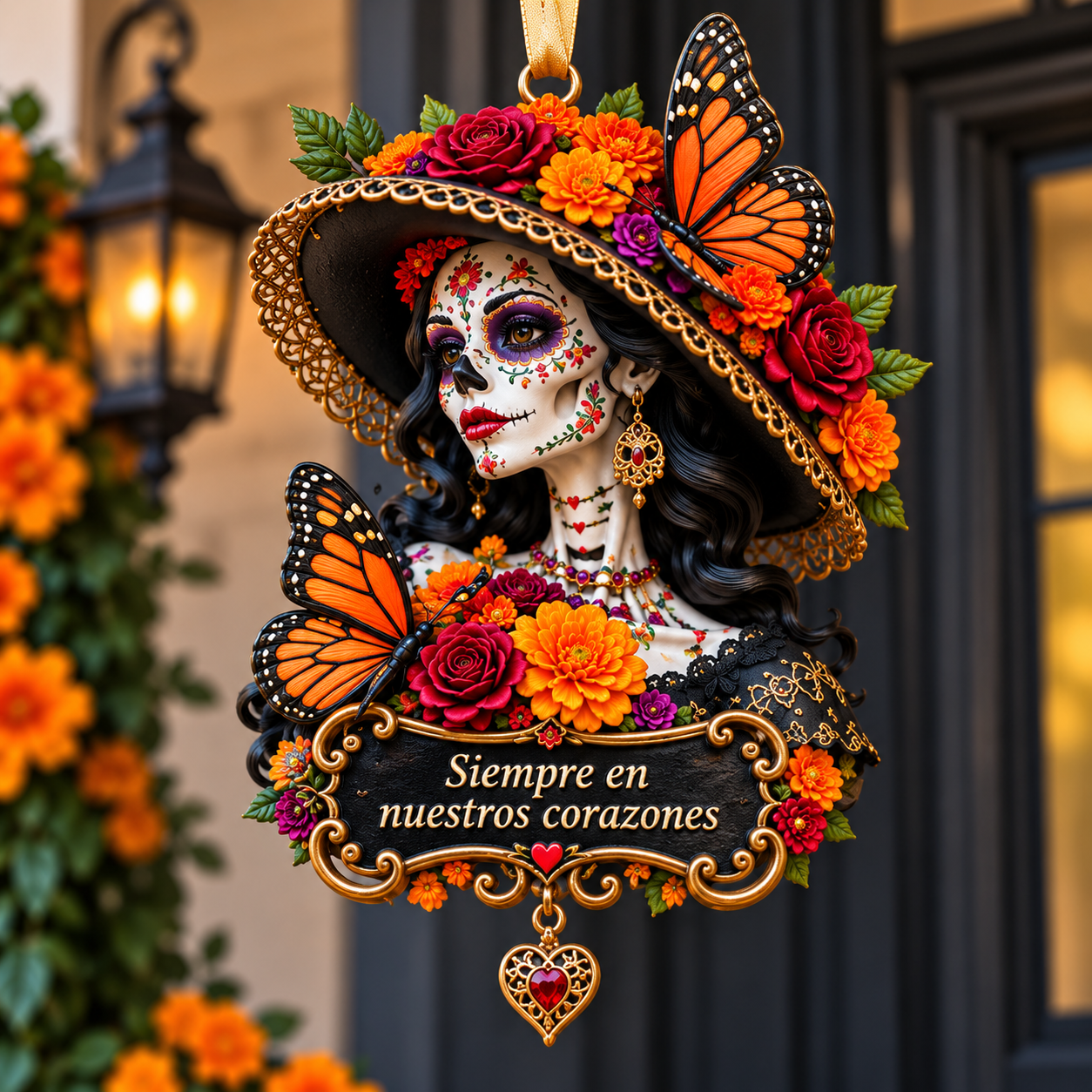 Día de Muertos Catrina Butterfly Ornament  –  Floral Day of the Dead Keepsake Collection, Meaningful Gift for Family & Loved Ones