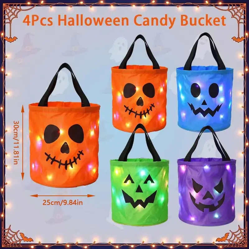 LED Halloween Pumpkin Light Candy Buckets - image 2