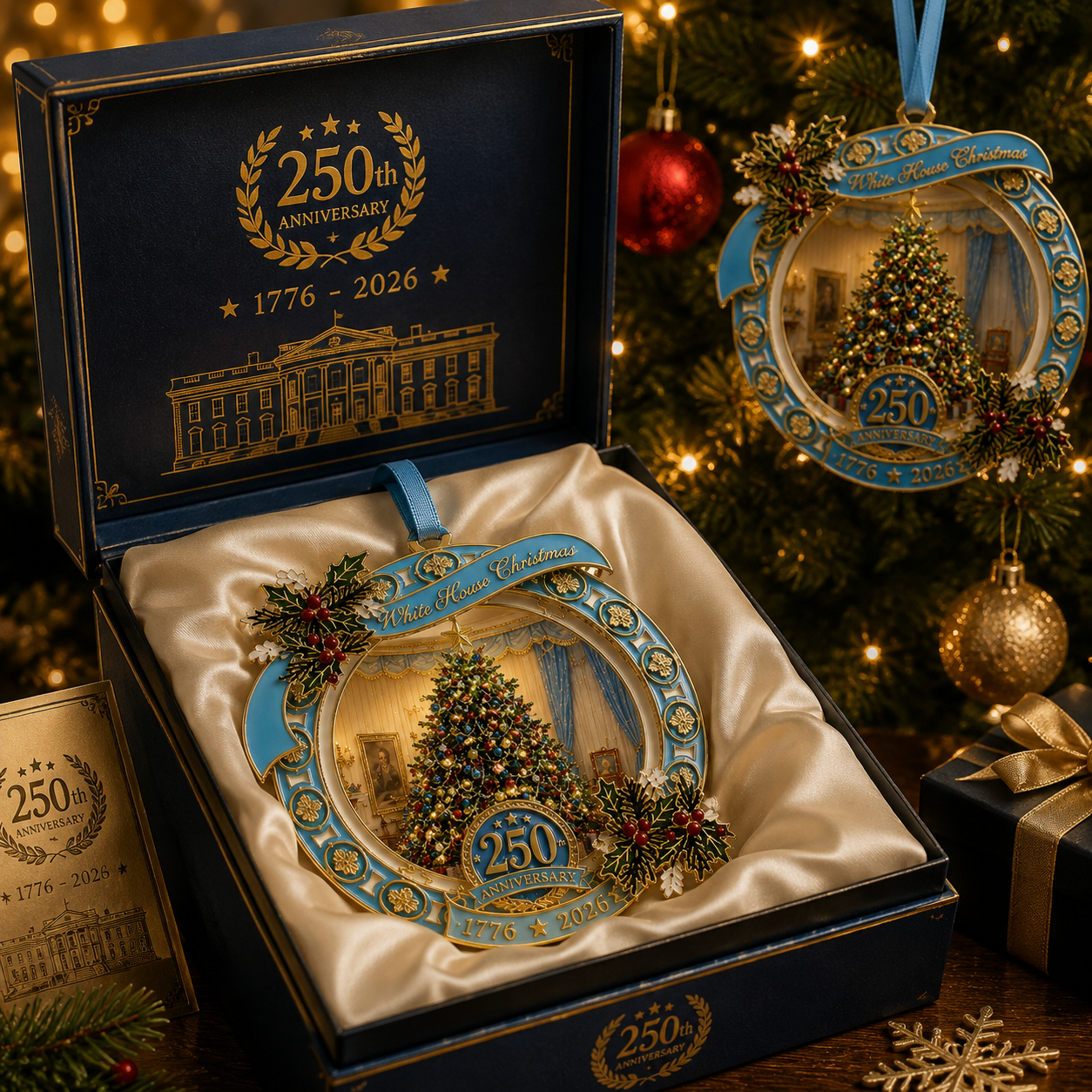 ✨250th Anniversary View of the Christmas tree in the White House bedroom