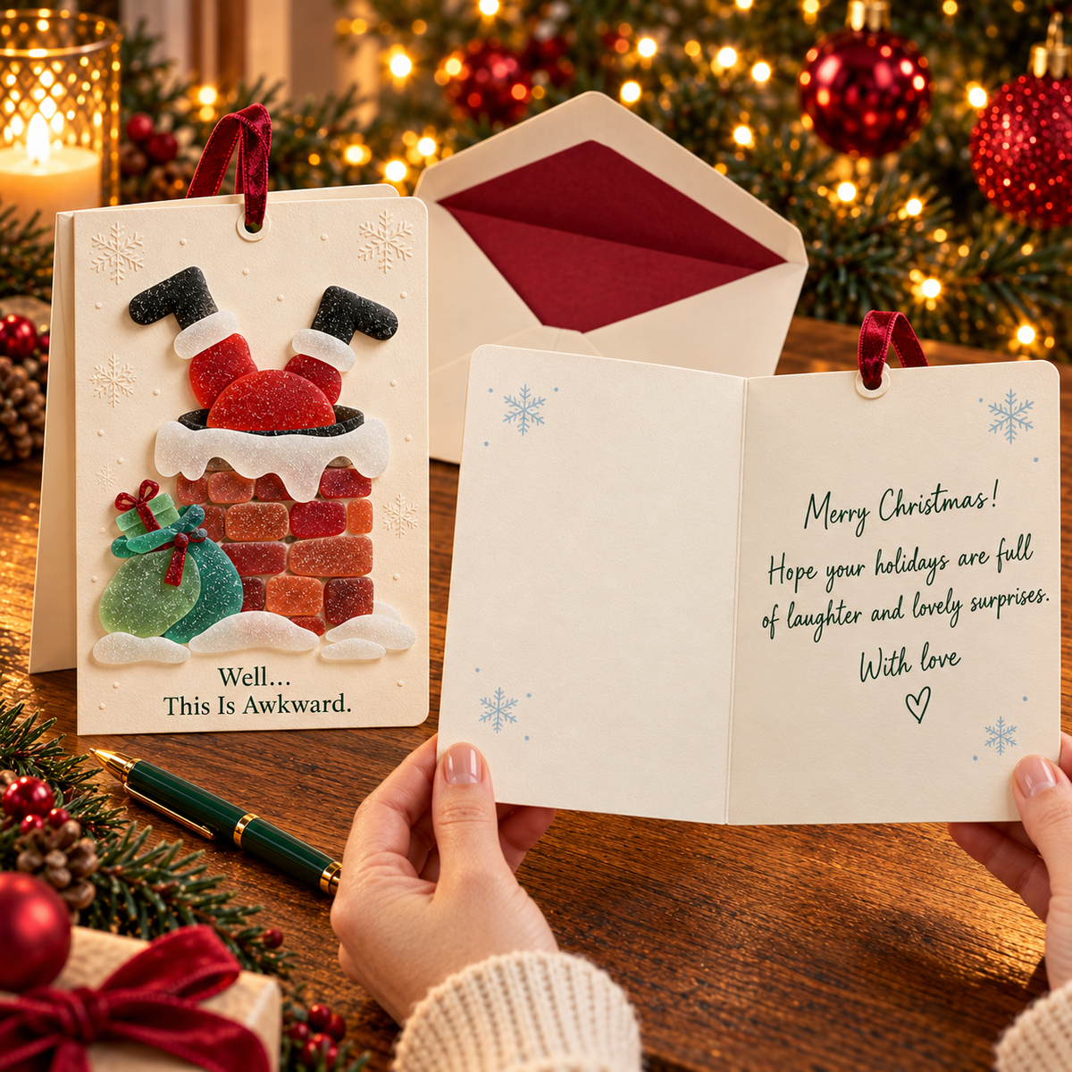 🎄 Sea glass style -Christmas Wishes – 2-in-1 Greeting Cards & Keepsake Ornaments | 6 Festive Designs