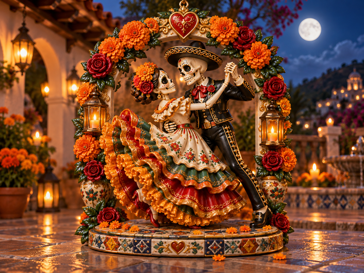 Still Dancing Together Día de Muertos skeleton couple