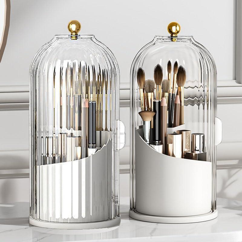 360° Rotating Toothbrush Holder with Cover - Clear Compact Vanity Organizer - image 1