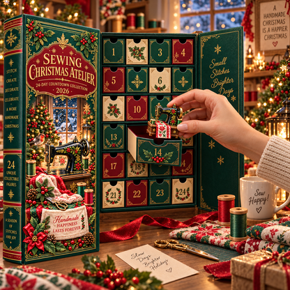 Sewing Christmas Atelier 2026 – 24-Day Countdown Collection with 24 Unique Sewing & Quilting Miniatures, Handmade Holiday Collectible Gift for Sewing Lovers