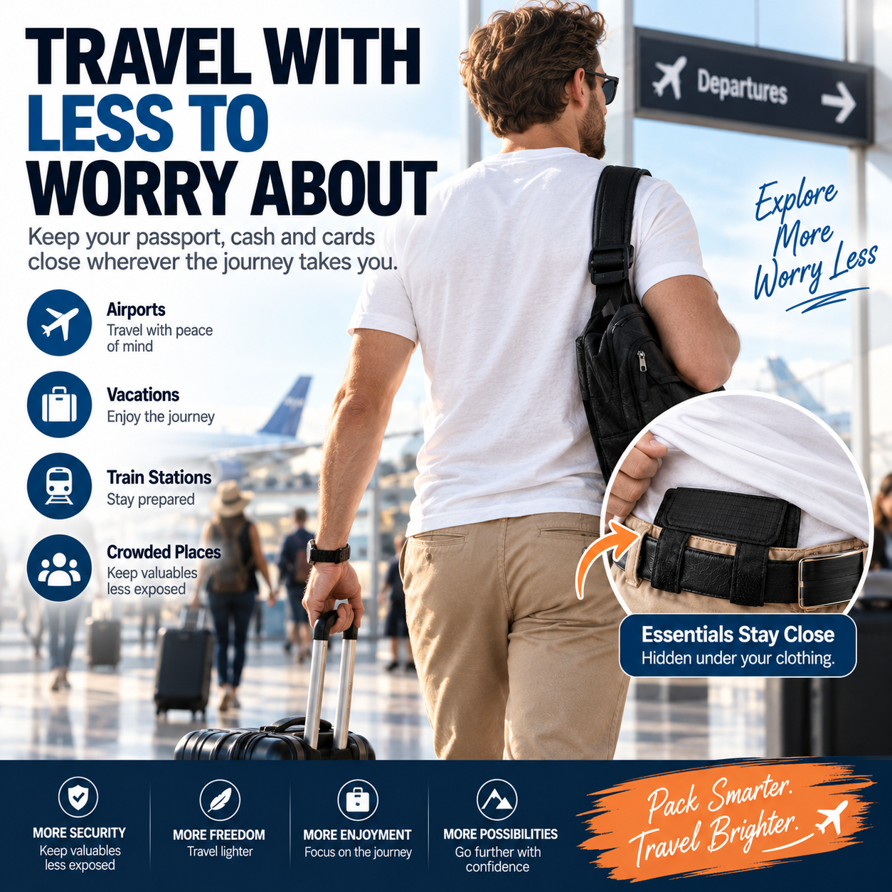 🔒 DISCREET TRAVEL ESSENTIAL | Hidden Belt Pouch – Under-Clothing Passport, Cash & Card Organizer - image 7