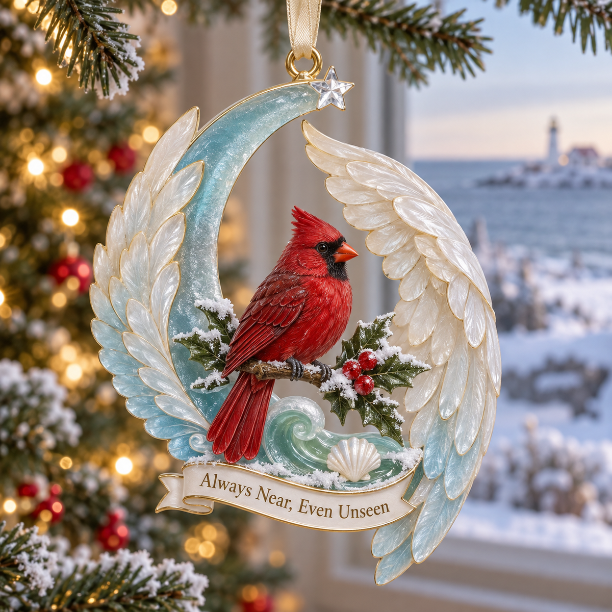 Cardinal & Angel Wing Memorial Ornaments