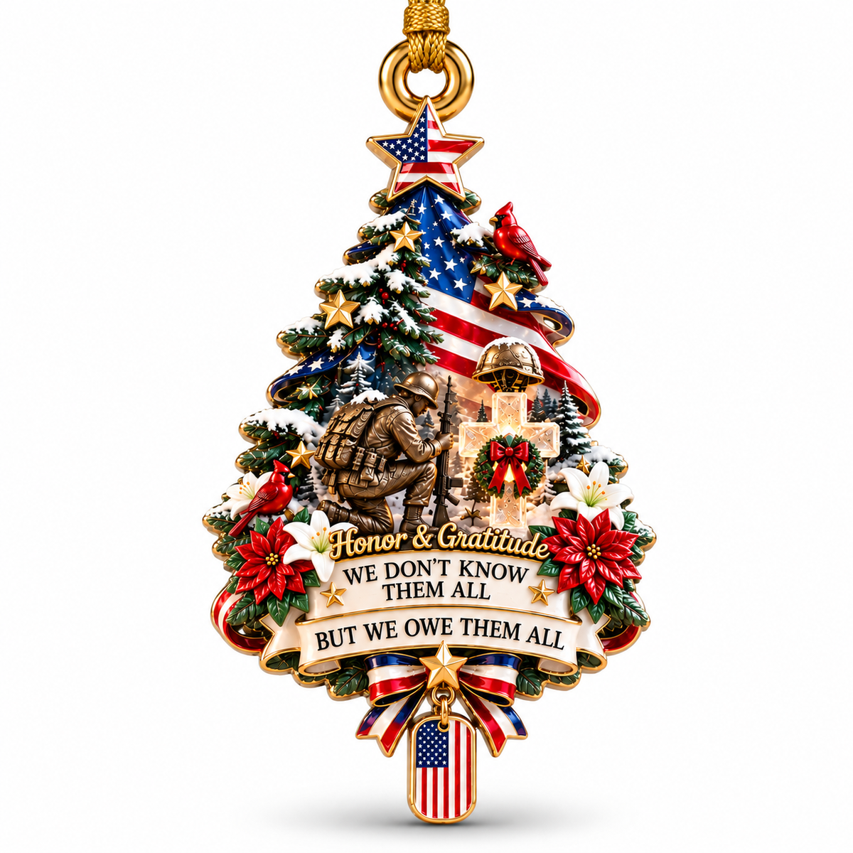 2026 Honor & Gratitude Christmas Tree Ornament – Military Tribute & Memorial Keepsake