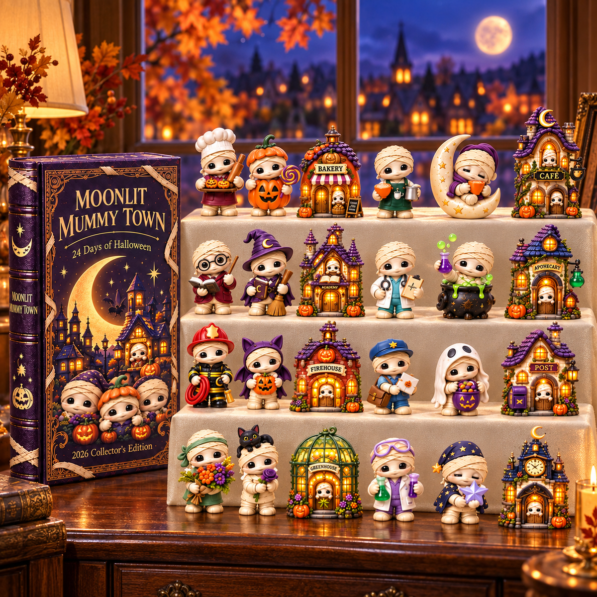 2026 Moonlit Mummy Town Halloween Advent Calendar – 24 Adorable Mummy & Village Collectibles in a Deluxe Gift Box