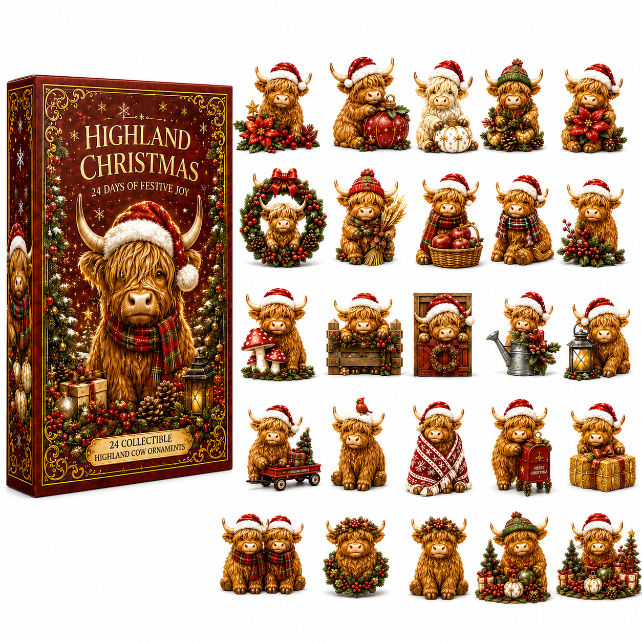 🔥Last 30 pcs✨⏰Last day 50% off🔥✨24-Day Advent Calendar - Highland Cattle