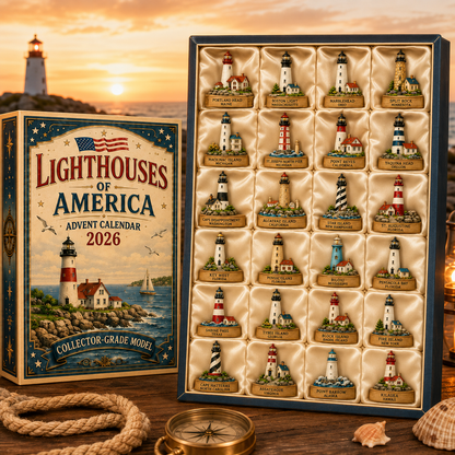Lighthouses of America Advent Calendar 2026 – 24-Day Coastal Heritage Countdown, Collector-Grade Lighthouse Miniatures, Acrylic Charms Blind Box