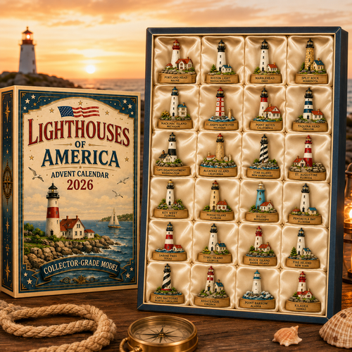 Lighthouses of America Advent Calendar 2026 – 24-Day Coastal Heritage Countdown, Collector-Grade Lighthouse Miniatures, Acrylic Charms Blind Box