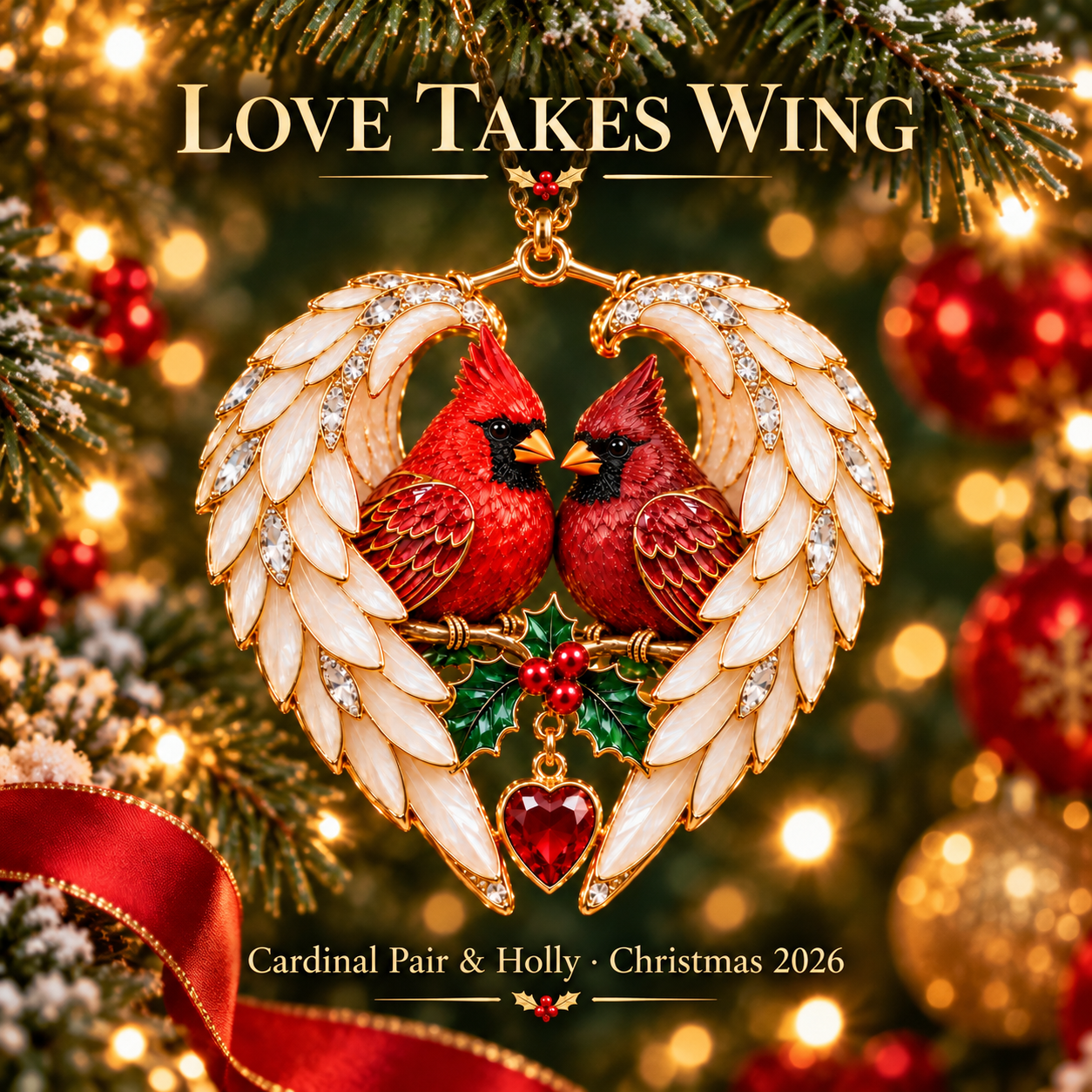 Angel Wing Heart Christmas Ornament Memorial Display