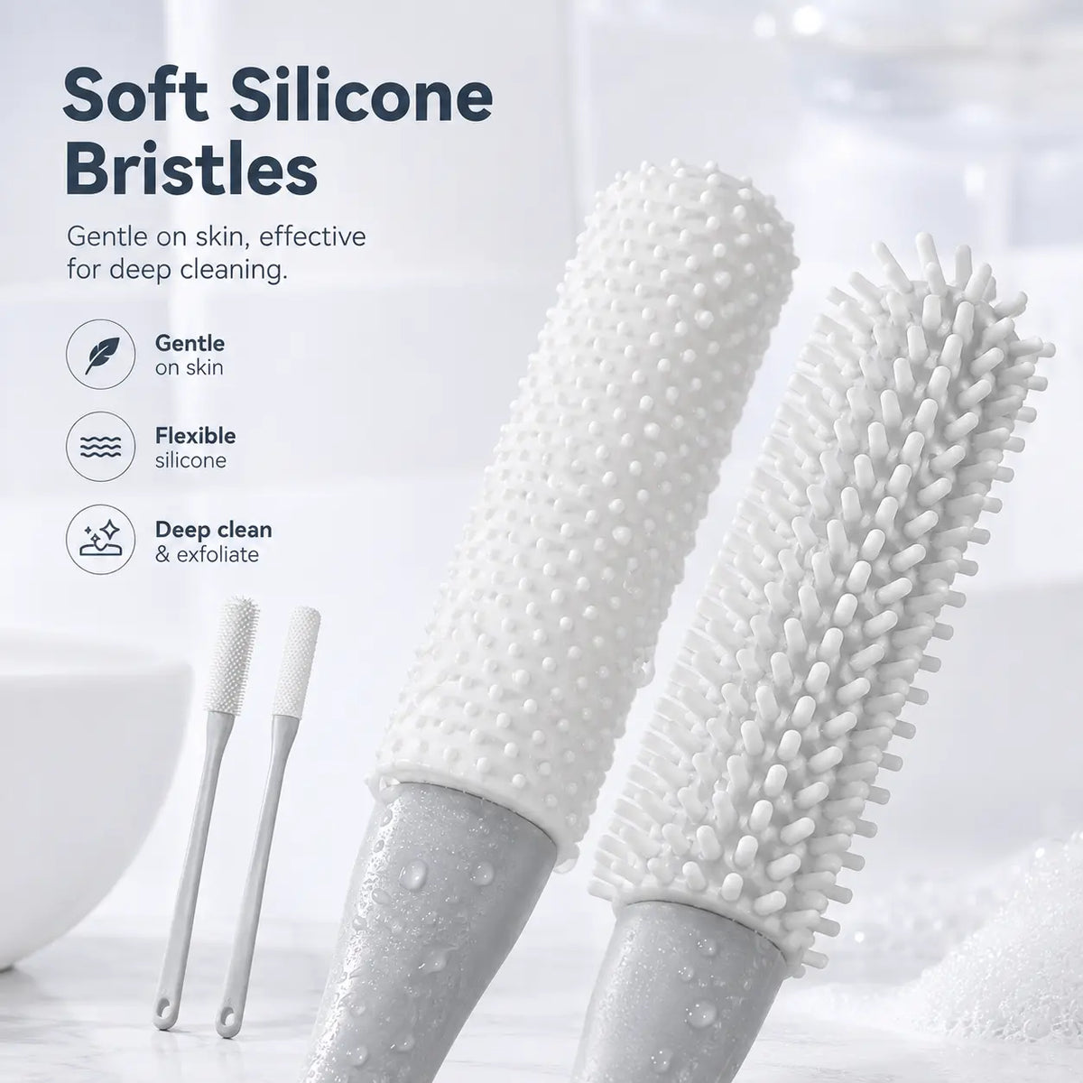 Long-Handle Silicone Soft Pedicure Tool, Shower Foot Cleaning Brush for Toe Gap Skin Cleansing🦶🚿 - image 5