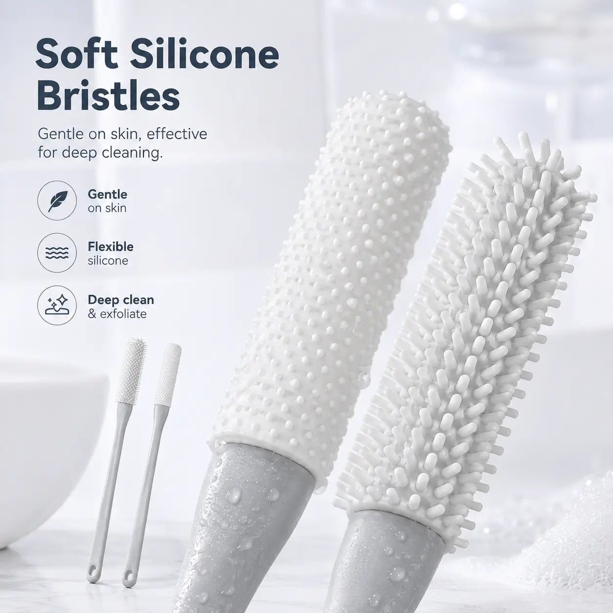 Long-Handle Silicone Soft Pedicure Tool, Shower Foot Cleaning Brush for Toe Gap Skin Cleansing🦶🚿 - image 5