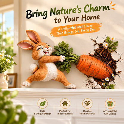 🐰 Funny Bunny Pulling Carrot Wall Decor