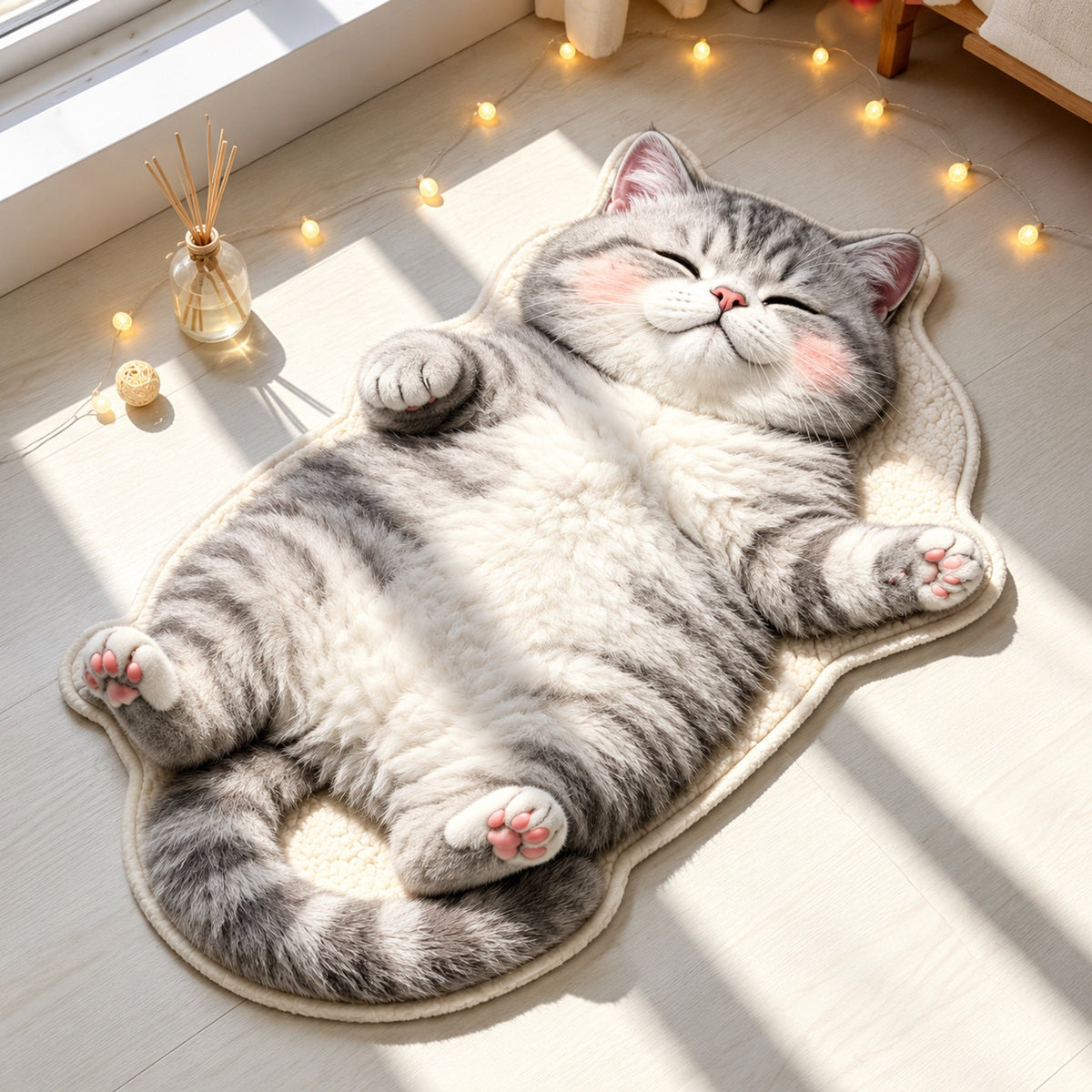 Chubby Tabby Cat Shaped Rug 🐱🤎