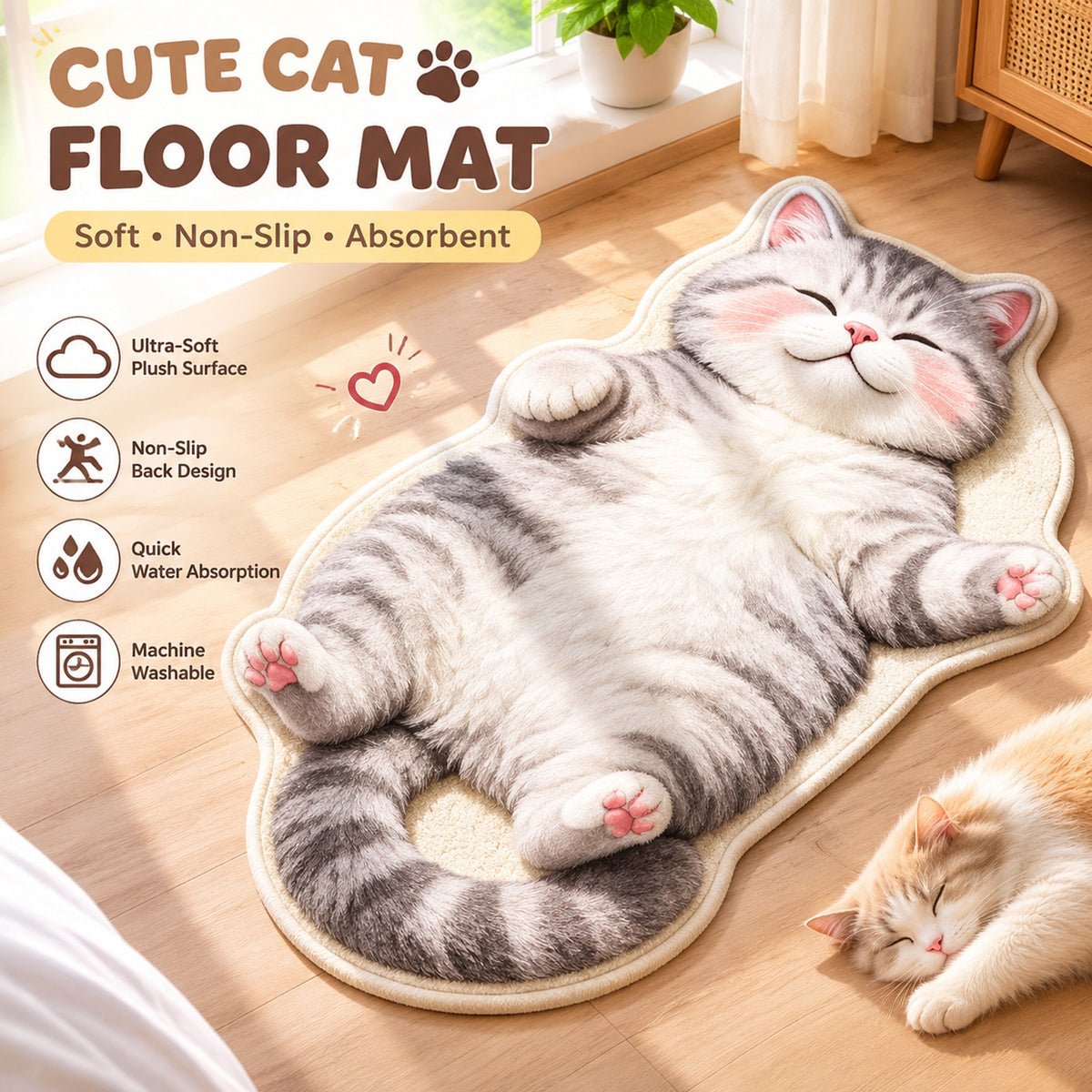 Chubby Tabby Cat Shaped Rug 🐱🤎