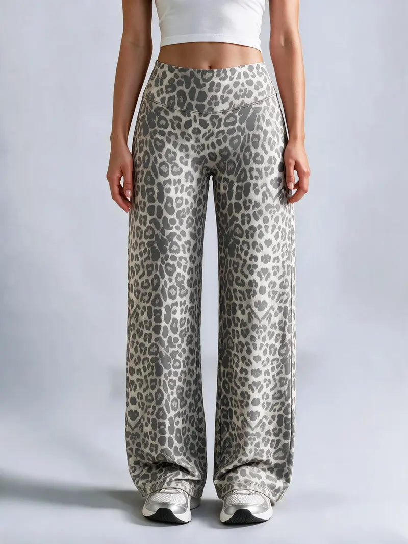 Women’s Light Simple Leopard-Print Wide-Leg Pants ✨