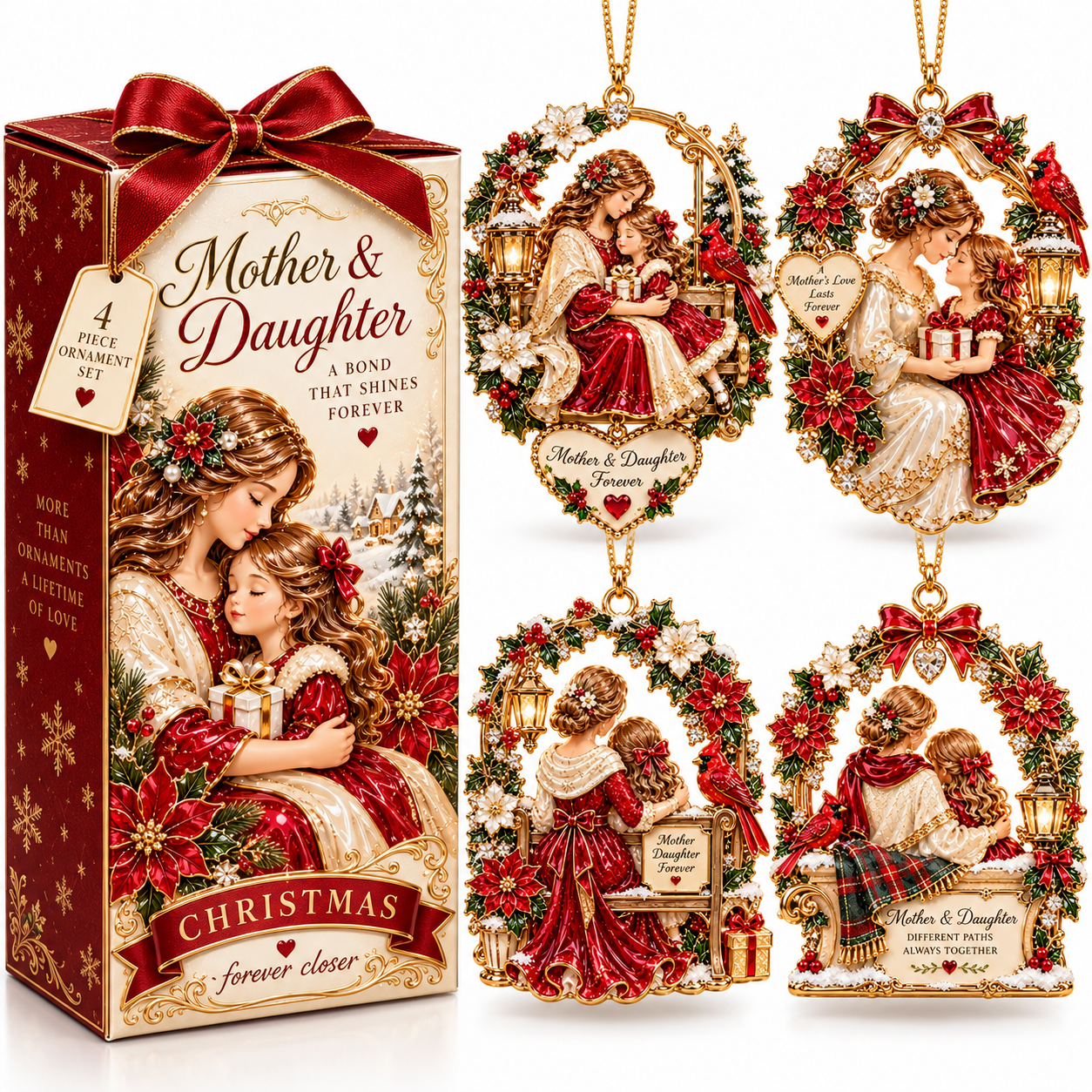 Mother & Daughter Christmas Ornament  –  Heartwarming Holiday Keepsake, Meaningful Christmas Gift for Mom & Daughter