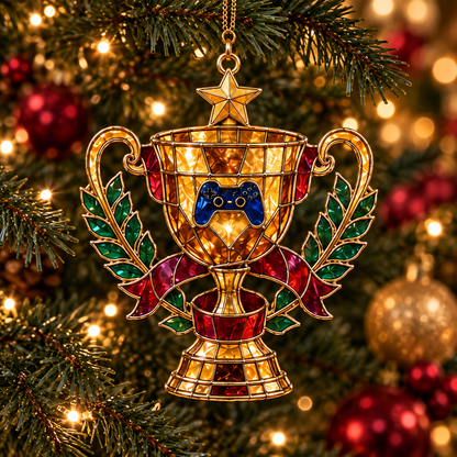 Level Up Your Christmas – 6-Piece Vintage Stained Glass Gaming Ornament Set