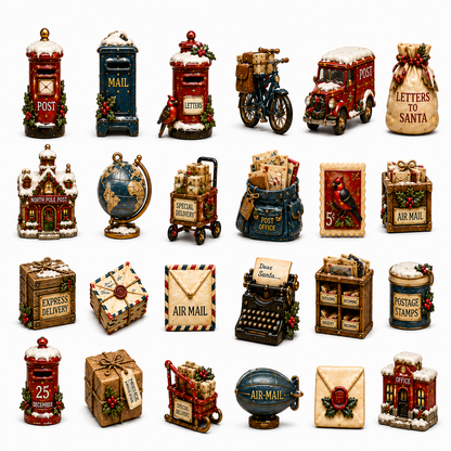 Vintage Christmas Post Office 24-Day Advent Calendar – 24 Collectible Miniatures
