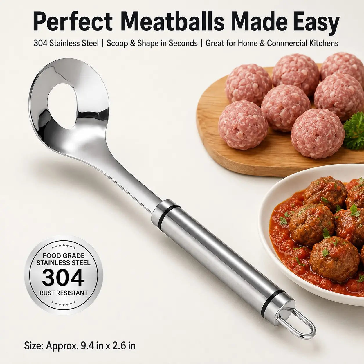 Stainless Steel Meatball Maker Spoon, Non‑Stick Meat Ball Extrusion Scoop 🍲 - image 1