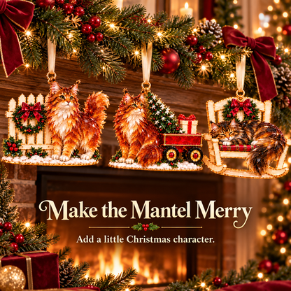 A Very Maine Coon Christmas – 6-Piece Cozy Holiday Ornament Collection