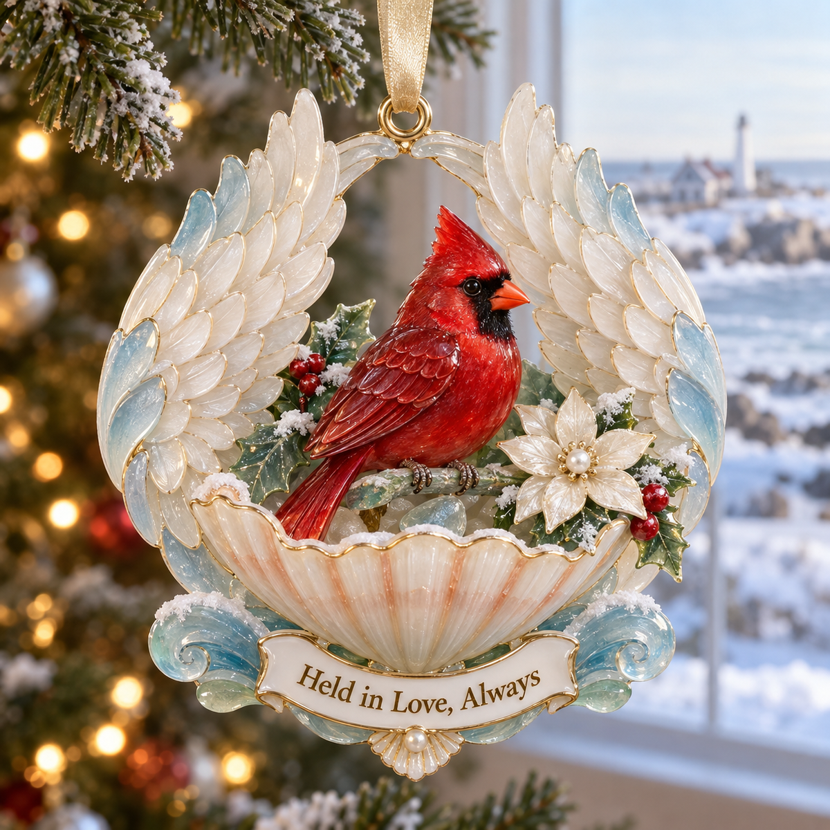 Cardinal & Angel Wing Memorial Ornaments