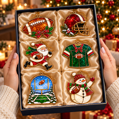 🎄 2026 Christmas Football Ornaments – Set of 6 Festive Football Holiday Keepsakes