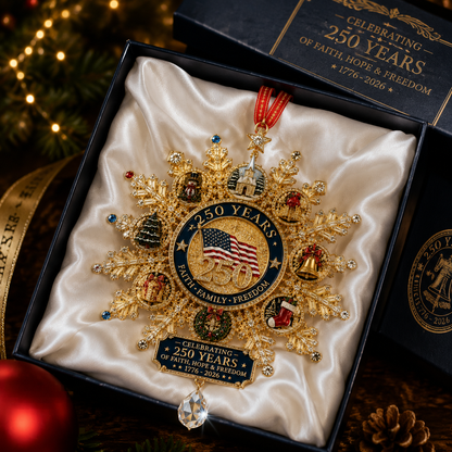 ✨Patriotic-Themed Limited Edition — Glistening Gold Christmas Commemorative Snowflake Ornament