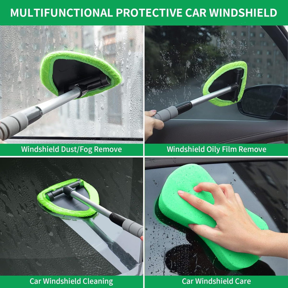 💥 💥 🔥 Windshield Cleaning Tool, Microfiber Car Window Cleaner with 4 Reusable and Washable Microfiber Pads and Extendable Handle - image 3