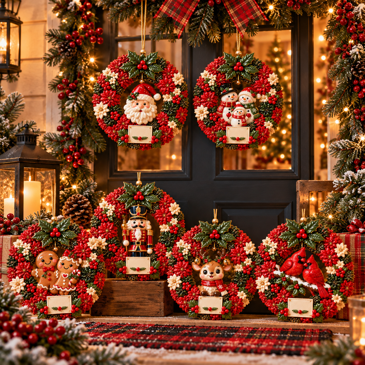 Merry & Bright Christmas Wreath Ornament Collection – 6-Piece  Santa, Snowman, Gingerbread, Nutcracker, Reindeer & Cardinal Christmas Tree Decorations | Festive Holiday Keepsake Gifts