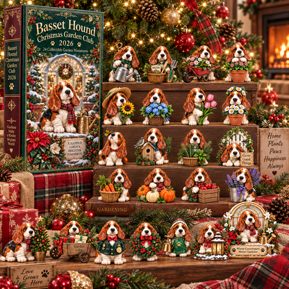 24 Days of Garden Joy — Basset Hound Christmas Garden Club Advent Calendar 2026