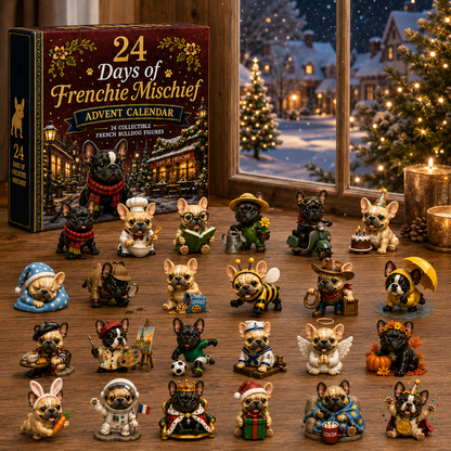 24 Days of Frenchie Mischief Advent Calendar 2026 – 24 Unique French Bulldog Collectible Figurines, Christmas Countdown Gift for Frenchie Lovers
