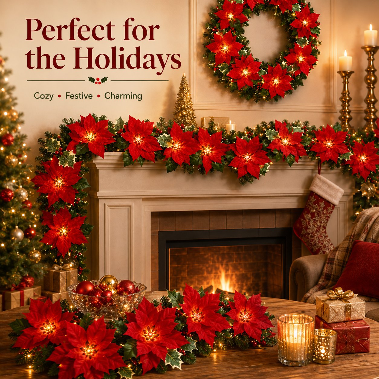 🎄✨ Christmas Poinsettia LED Garland String Lights - image 3