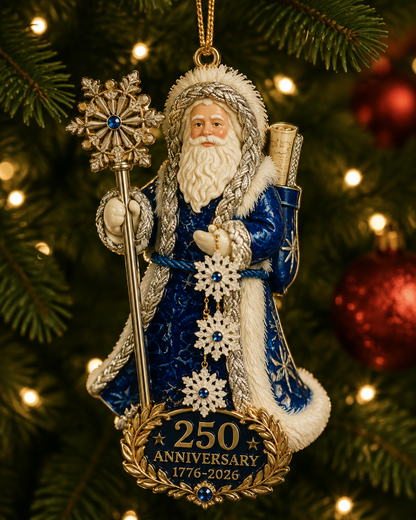 ✨250th Anniversary Snowflake Santa Ornament for the Christmas Tree