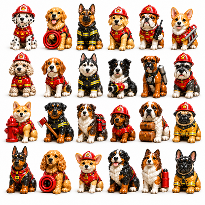 2026 Firehouse Dogs 24-Day Christmas Countdown Calendar – 24 Unique Firefighter Dog Miniatures, Heroic Canine Collector’s Gift for Dog & Firefighter Lovers
