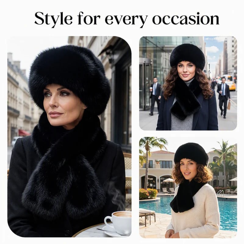 Winter Plush Thickened Scarf and Hat Warm Set