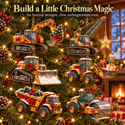Christmas Construction Crew Ornaments – 6-Piece Heavy Equipment Holiday Gift Set