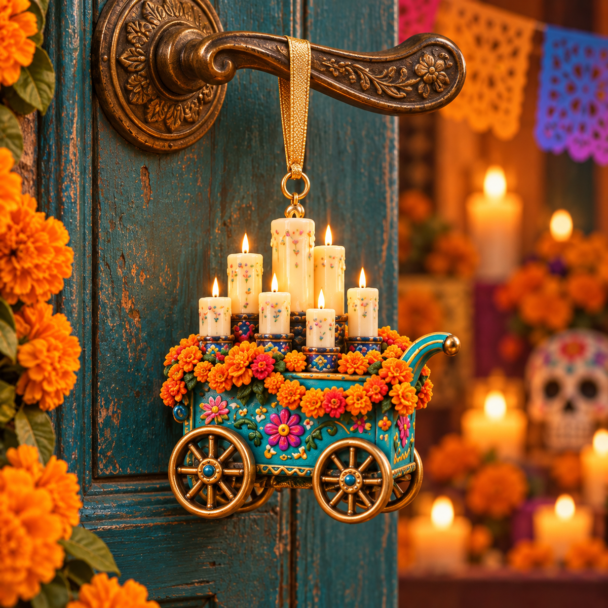 2026 Día de Muertos Village Ornaments – Miniature Market & Marigold Keepsake Collection
