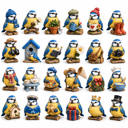 2026 Blue Tit Christmas 24-Day Countdown Calendar – 24 Unique Winter Bird Miniatures, Charming Garden Bird Collector’s Christmas Gift