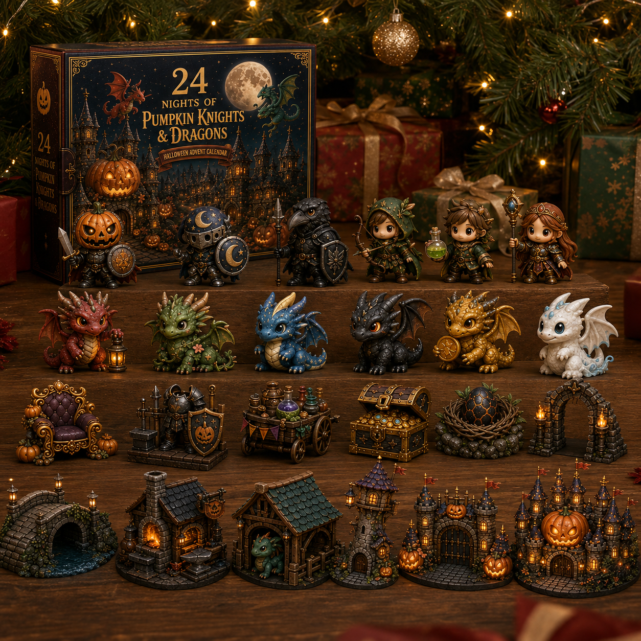 🎃 24-Day Halloween Advent Calendar – 24 Nights of Pumpkin Knights, Cute Dragons & Magical Kingdom Surprises