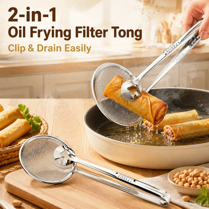 2‑in‑1 Oil‑Frying Filter Clip, Kitchen Food Strainer Tongs for Fried Food 🍳 - image 1