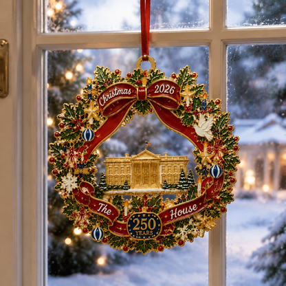 ✨White House Scene Christmas Wreath Commemorative Ornament