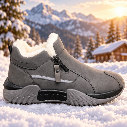 Warm Fleece Winter Snow Boots with Side Zip | Anti-Slip Outdoor Ankle Shoes