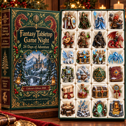 Fantasy Tabletop Game Night 2026 – 24 Days of Adventure Countdown Calendar with 24 Unique Fantasy Miniatures, Dragons, Heroes & RPG Collectibles for Tabletop Gamers