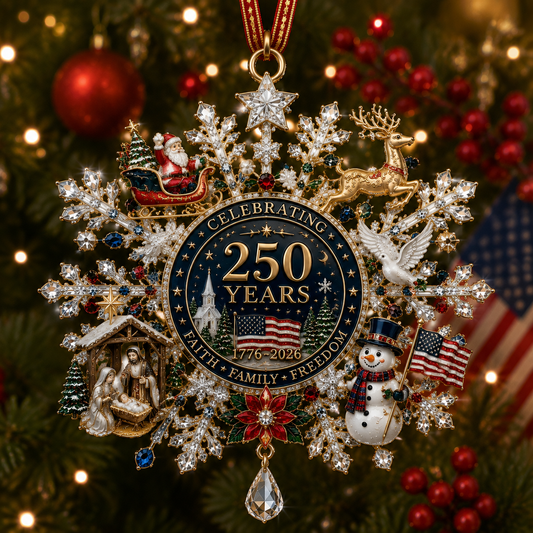 ✨Patriotic Limited Edition – Sparkling Christmas Commemorative Snowflake Ornament