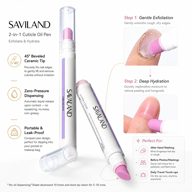 2PCS 2‑In‑1 Cuticle Remover Pen, Ceramic 45° Tip With Lemon Oil 💅 - image 6