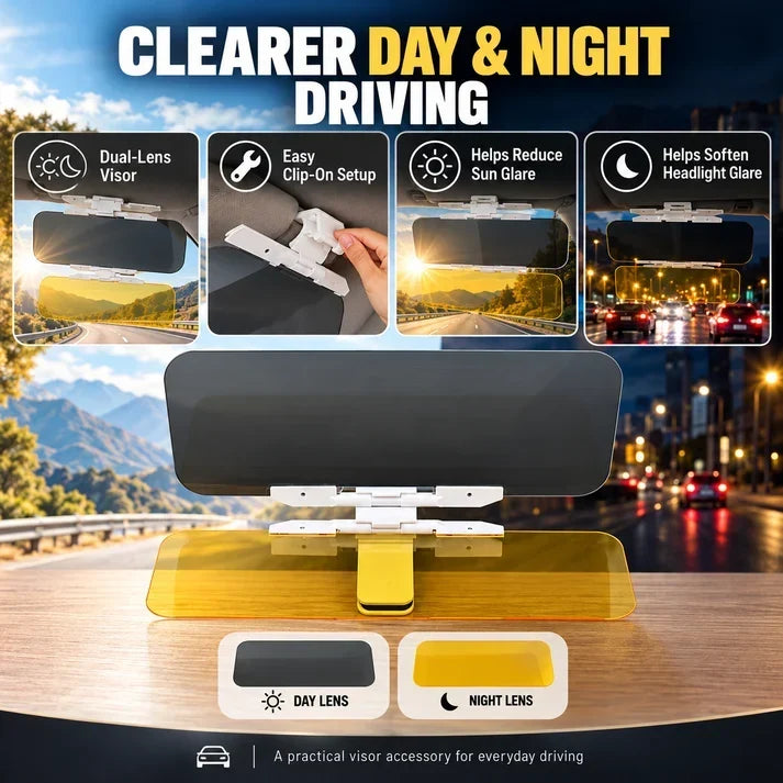 2-in-1 Car Sun Visor Extender | Day & Night Glare Shield