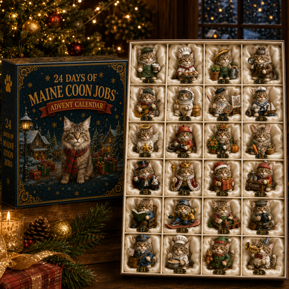 Maine Coon Jobs Advent Calendar 2026 – 24 Days of Unique Collectible Cat Miniatures, Christmas Countdown Gift for Maine Coon & Cat Lovers