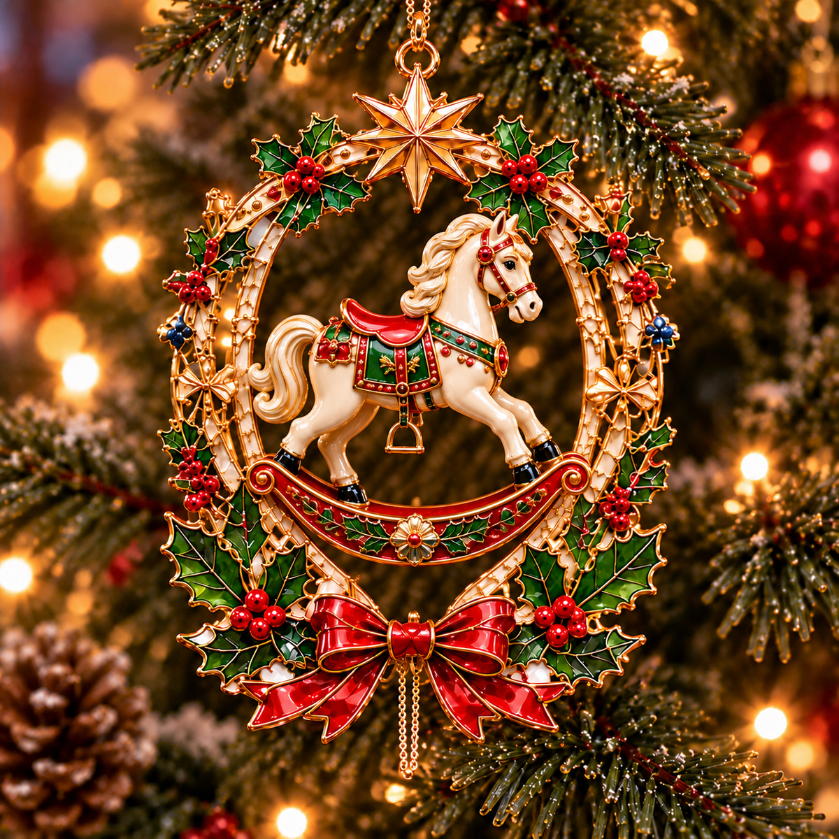 Vintage Christmas Storybook Wreath Ornaments – 6-Piece Festive Keepsake Collection | Christmas Tree Decorations & Heartwarming Holiday Gifts